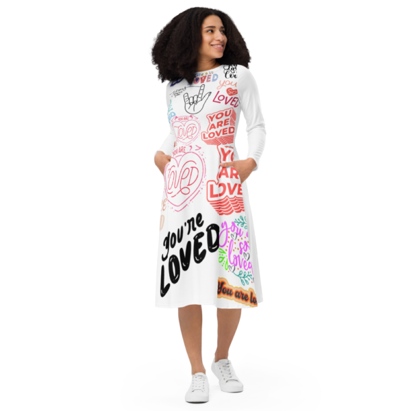 All-over print long sleeve midi dress You Are Loved - Image 5