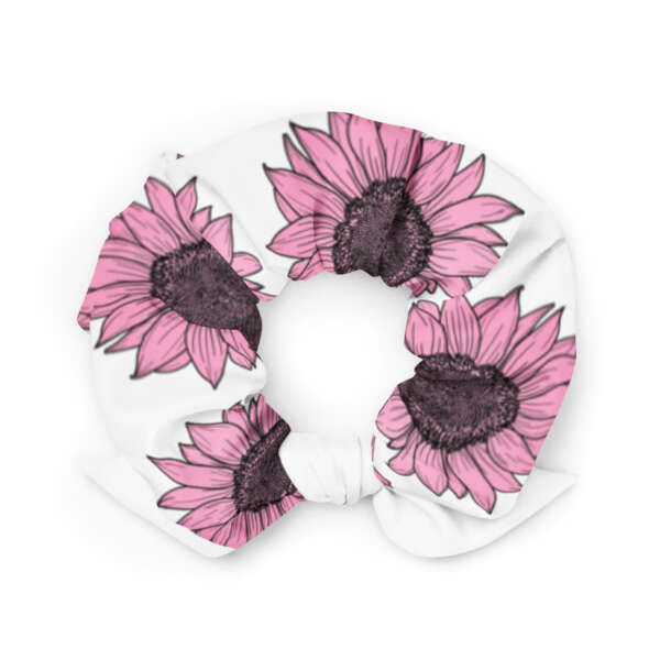 Recycled Scrunchie Pink Flower - Image 2