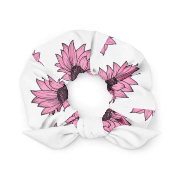 Recycled Scrunchie Pink Flower