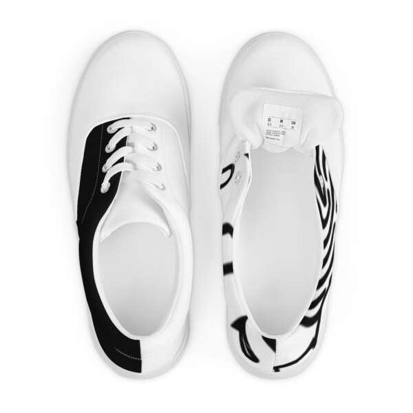 Women’s lace-up canvas shoes Logo Large Left Side Black (top) - Image 3