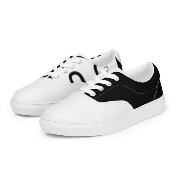 Women’s lace-up canvas shoes Logo Large Left Side Black (top) - Image 2