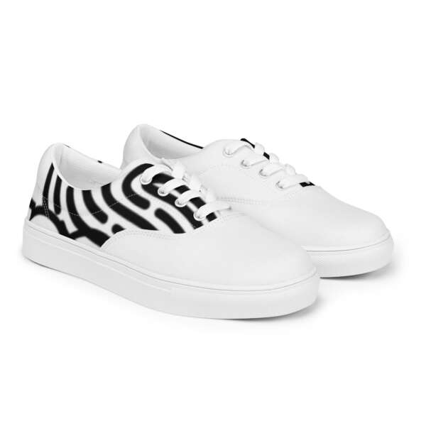 Women’s lace-up canvas shoes Logo Large Left Side Black (top) - Image 4