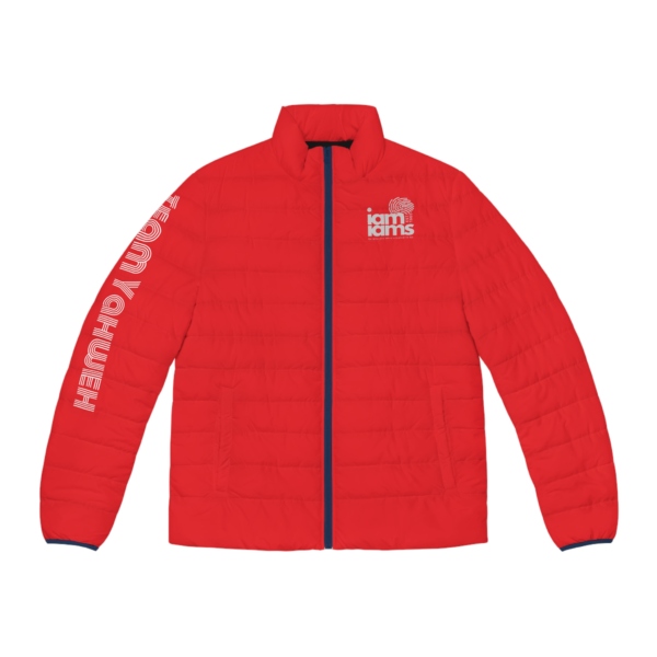 Men's Puffer Jacket (AOP) Large Hidden Logo Red & Black
