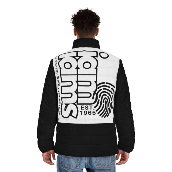 Men's Puffer Jacket (AOP) Large Logo Black & White - Image 4