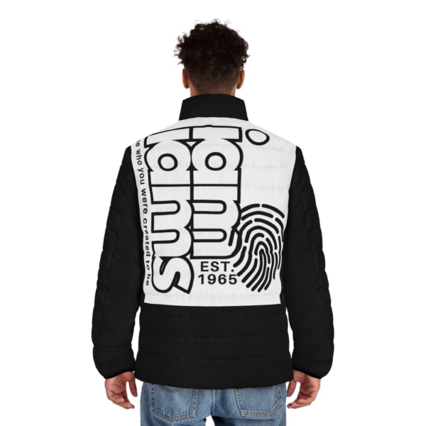Men's Puffer Jacket (AOP) Large Logo Black & White - Image 8