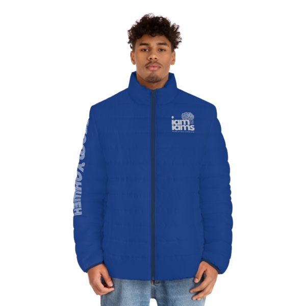 Men's Puffer Jacket (AOP) Large Logo Blue & White - Image 3