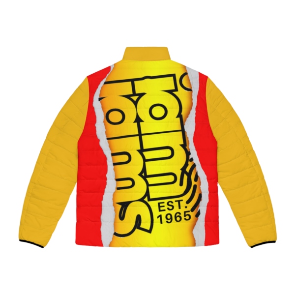 Men's Puffer Jacket (AOP) Large Hidden Logo Red & Yellow - Image 6